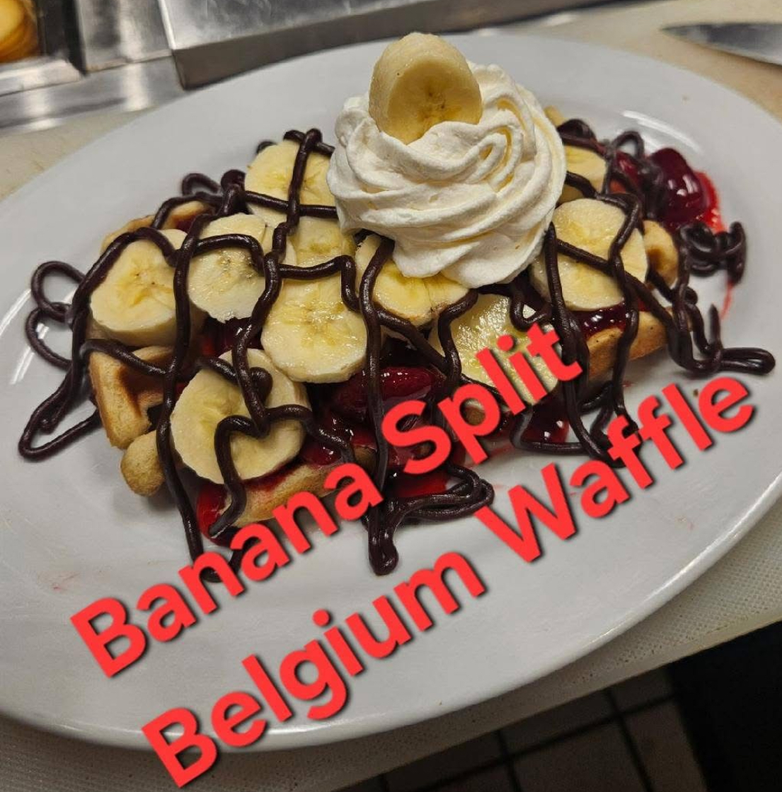 Whiskey biscuits belgium bannana split waffle