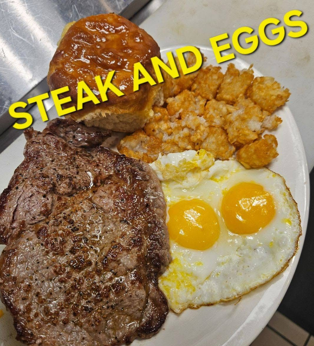 Whiskey biscuits steak and eggs